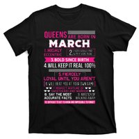 Wo Queens Are Born In March 10 Facts Funny & Cute Birthday gift T-Shirt