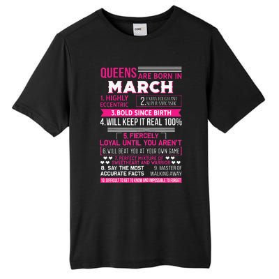 Wo Queens Are Born In March 10 Facts Funny & Cute Birthday gift Tall Fusion ChromaSoft Performance T-Shirt