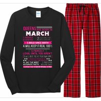 Wo Queens Are Born In March 10 Facts Funny & Cute Birthday gift Long Sleeve Pajama Set