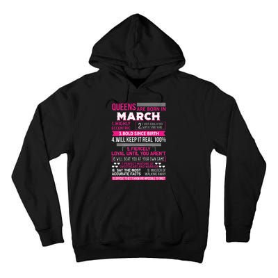 Wo Queens Are Born In March 10 Facts Funny & Cute Birthday gift Tall Hoodie