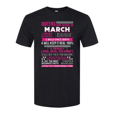 Wo Queens Are Born In March 10 Facts Funny & Cute Birthday gift Softstyle® CVC T-Shirt