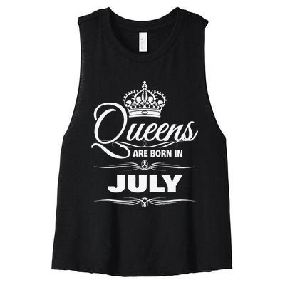 WOMEN'S QUEENS ARE BORN IN JULY BIRTHDAY Women's Racerback Cropped Tank