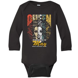 Wo Queens are Born in May Gemini Birthday Baby Long Sleeve Bodysuit