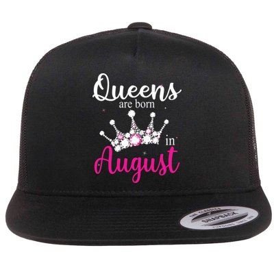 Womens Queens Are Born In August Pink Crown Birthday Gifts Flatbill Hat