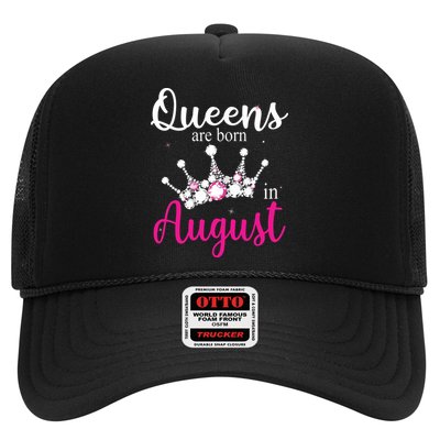 Womens Queens Are Born In August Pink Crown Birthday Gifts Trucker Hat