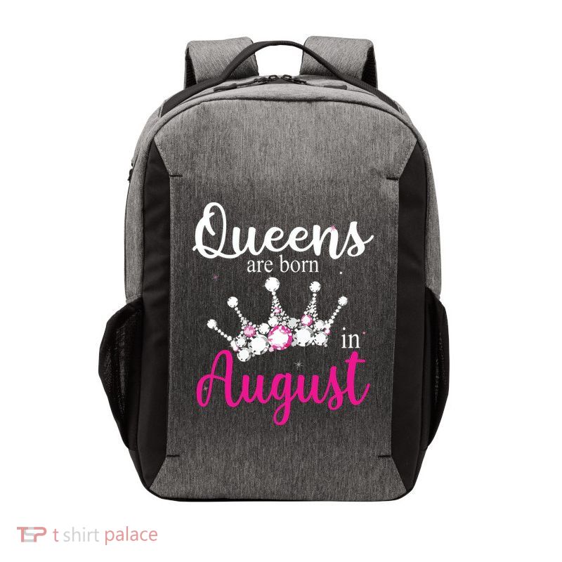Womens Queens Are Born In August Pink Crown Birthday Gifts Vector Backpack