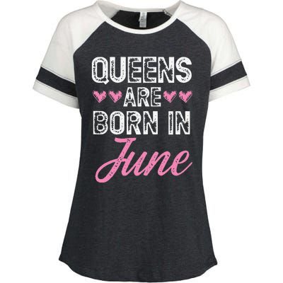 Wo Queens Are Born In June Birthday Enza Ladies Jersey Colorblock Tee