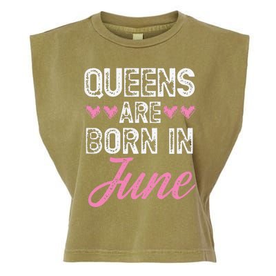 Wo Queens Are Born In June Birthday Garment-Dyed Women's Muscle Tee