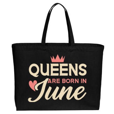 Wo Queens Are Born In June Birthday Cotton Canvas Jumbo Tote