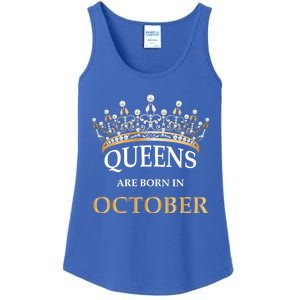 Wo's Queens Are Born In October Birthday Gift Ladies Essential Tank