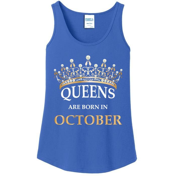 Wo's Queens Are Born In October Birthday Gift Ladies Essential Tank