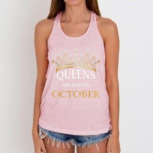 Wo's Queens Are Born In October Birthday Gift Women's Knotted Racerback Tank