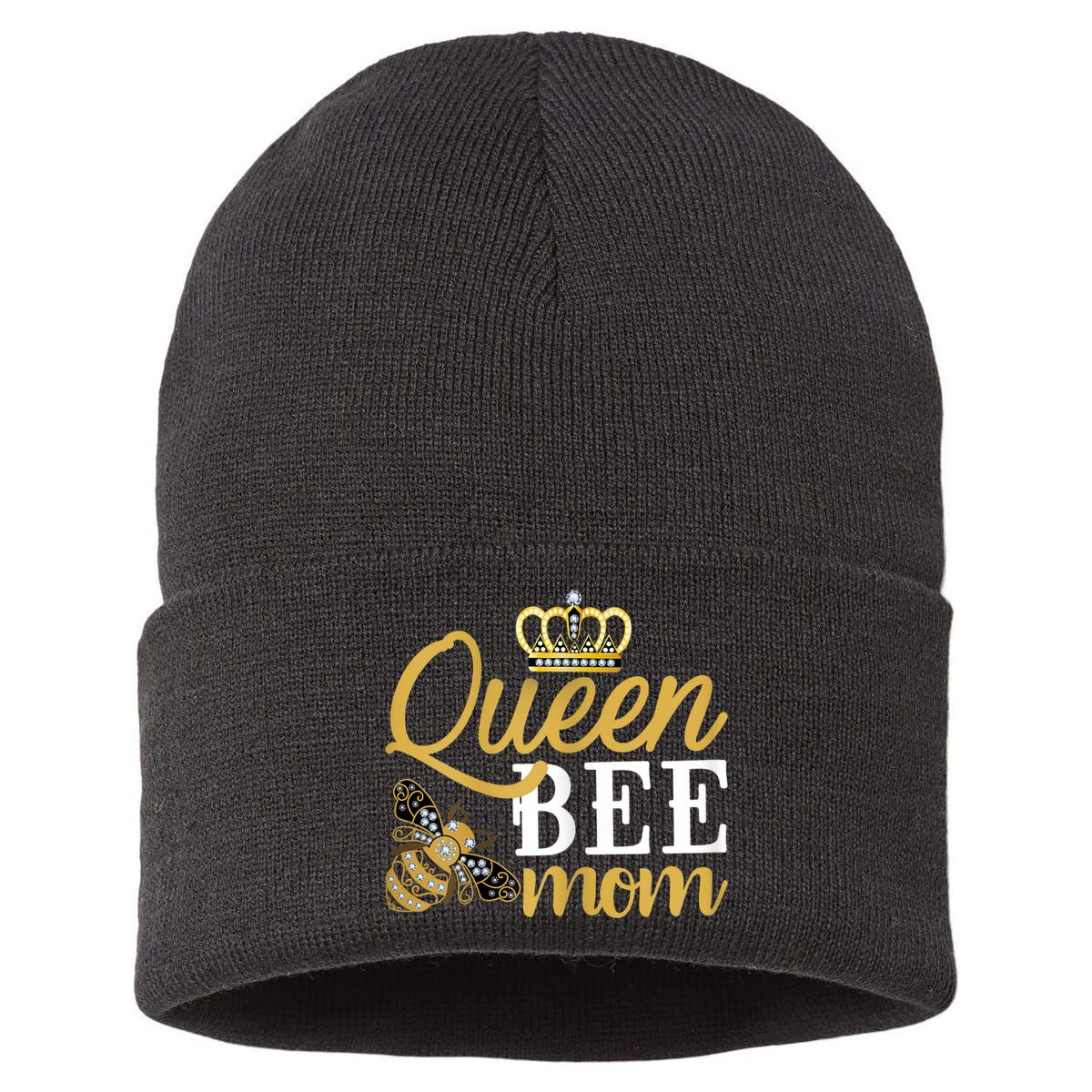 Womens Queen Bee Mom Sustainable Knit Beanie