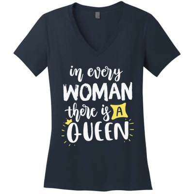 Women Queen Boss Strong Feminist Power Empowered Female Women's V-Neck T-Shirt