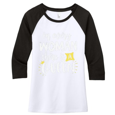 Women Queen Boss Strong Feminist Power Empowered Female Women's Tri-Blend 3/4-Sleeve Raglan Shirt