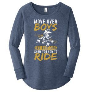 Wo Quad Bike Funny ATV Let This Girl Show You How To Ride Women's Perfect Tri Tunic Long Sleeve Shirt