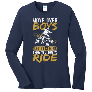 Wo Quad Bike Funny ATV Let This Girl Show You How To Ride Ladies Long Sleeve Shirt