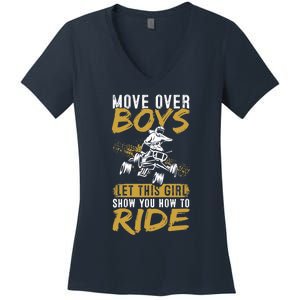 Wo Quad Bike Funny ATV Let This Girl Show You How To Ride Women's V-Neck T-Shirt