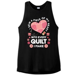 Womens Quilting Heart Sewing Machine Funny Sew Sewer Quilter VNeck Ladies PosiCharge Tri-Blend Wicking Tank