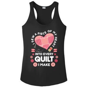 Womens Quilting Heart Sewing Machine Funny Sew Sewer Quilter VNeck Ladies PosiCharge Competitor Racerback Tank