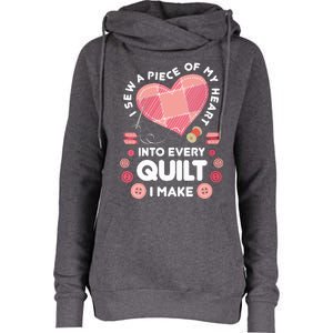 Womens Quilting Heart Sewing Machine Funny Sew Sewer Quilter VNeck Womens Funnel Neck Pullover Hood