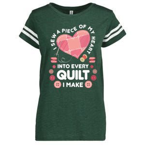 Womens Quilting Heart Sewing Machine Funny Sew Sewer Quilter VNeck Enza Ladies Jersey Football T-Shirt