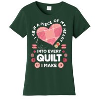 Womens Quilting Heart Sewing Machine Funny Sew Sewer Quilter VNeck Women's T-Shirt