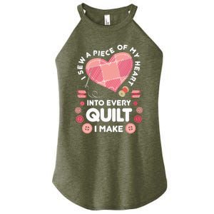 Womens Quilting Heart Sewing Machine Funny Sew Sewer Quilter VNeck Women's Perfect Tri Rocker Tank