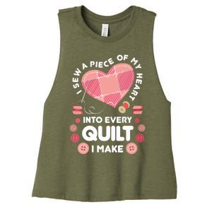 Womens Quilting Heart Sewing Machine Funny Sew Sewer Quilter VNeck Women's Racerback Cropped Tank