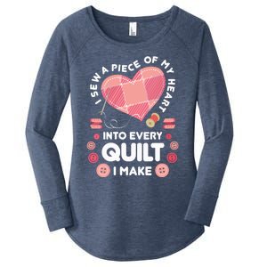 Womens Quilting Heart Sewing Machine Funny Sew Sewer Quilter VNeck Women's Perfect Tri Tunic Long Sleeve Shirt