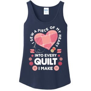 Womens Quilting Heart Sewing Machine Funny Sew Sewer Quilter VNeck Ladies Essential Tank