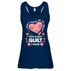 Womens Quilting Heart Sewing Machine Funny Sew Sewer Quilter VNeck Ladies Essential Flowy Tank