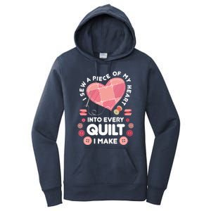 Womens Quilting Heart Sewing Machine Funny Sew Sewer Quilter VNeck Women's Pullover Hoodie