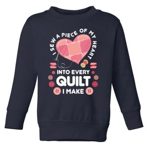 Womens Quilting Heart Sewing Machine Funny Sew Sewer Quilter VNeck Toddler Sweatshirt