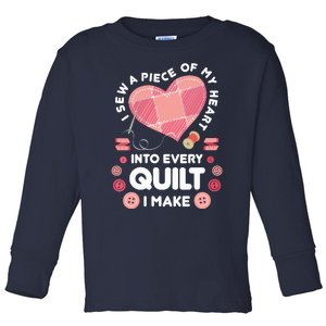 Womens Quilting Heart Sewing Machine Funny Sew Sewer Quilter VNeck Toddler Long Sleeve Shirt