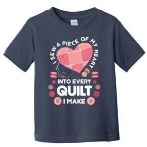 Womens Quilting Heart Sewing Machine Funny Sew Sewer Quilter VNeck Toddler T-Shirt