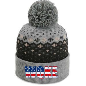 WQKE Woke QAnon American Flag The Baniff Cuffed Pom Beanie