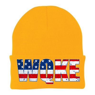 WQKE Woke QAnon American Flag Knit Cap Winter Beanie