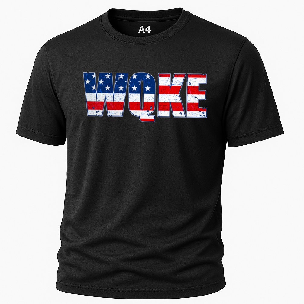 WQKE Woke QAnon American Flag Cooling Performance Crew T-Shirt