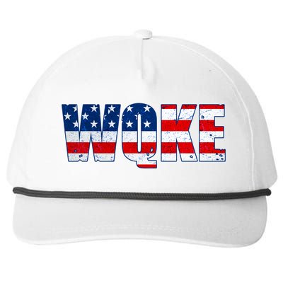 WQKE Woke QAnon American Flag Snapback Five-Panel Rope Hat