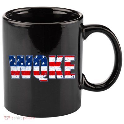 WQKE Woke QAnon American Flag 11oz C Handle Ceramic Mug