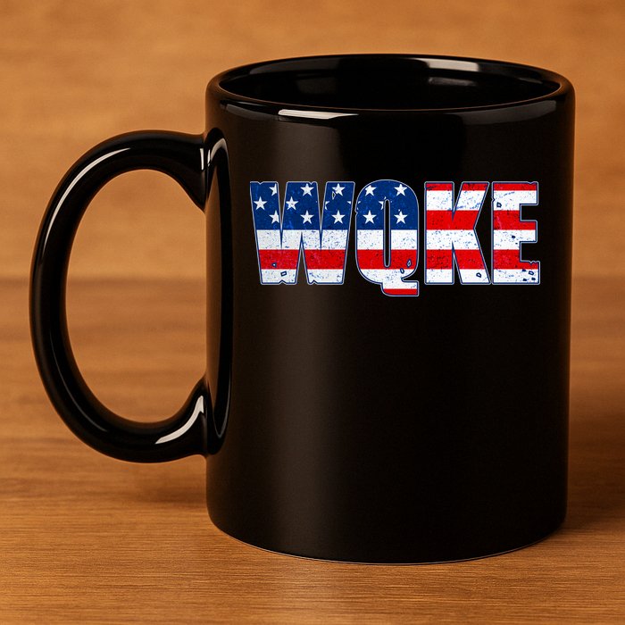 WQKE Woke QAnon American Flag 11oz C Handle Ceramic Mug