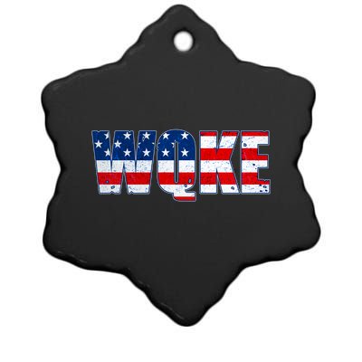 WQKE Woke QAnon American Flag Ceramic Star Ornament