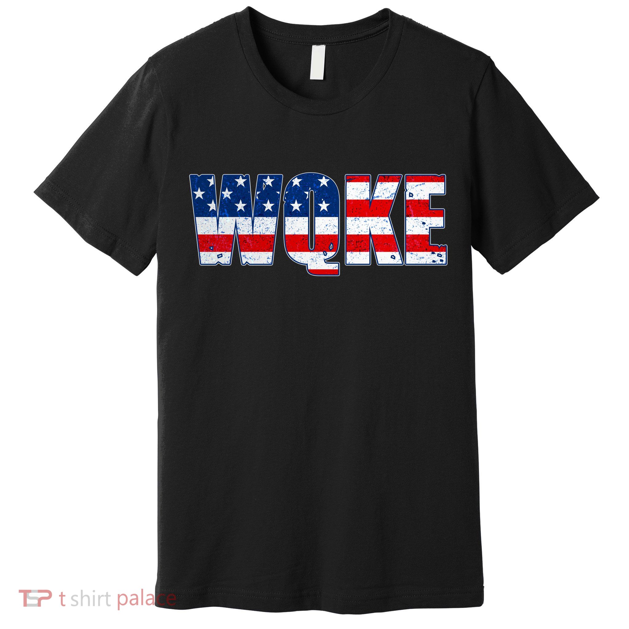 WQKE Woke QAnon American Flag Premium T-Shirt