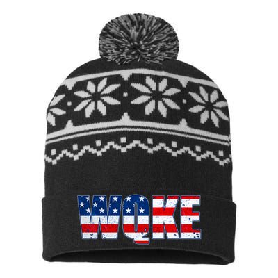 WQKE Woke QAnon American Flag USA-Made Snowflake Beanie