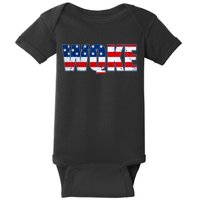 WQKE Woke QAnon American Flag Baby Bodysuit