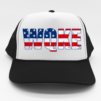 WQKE Woke QAnon American Flag Trucker Hat