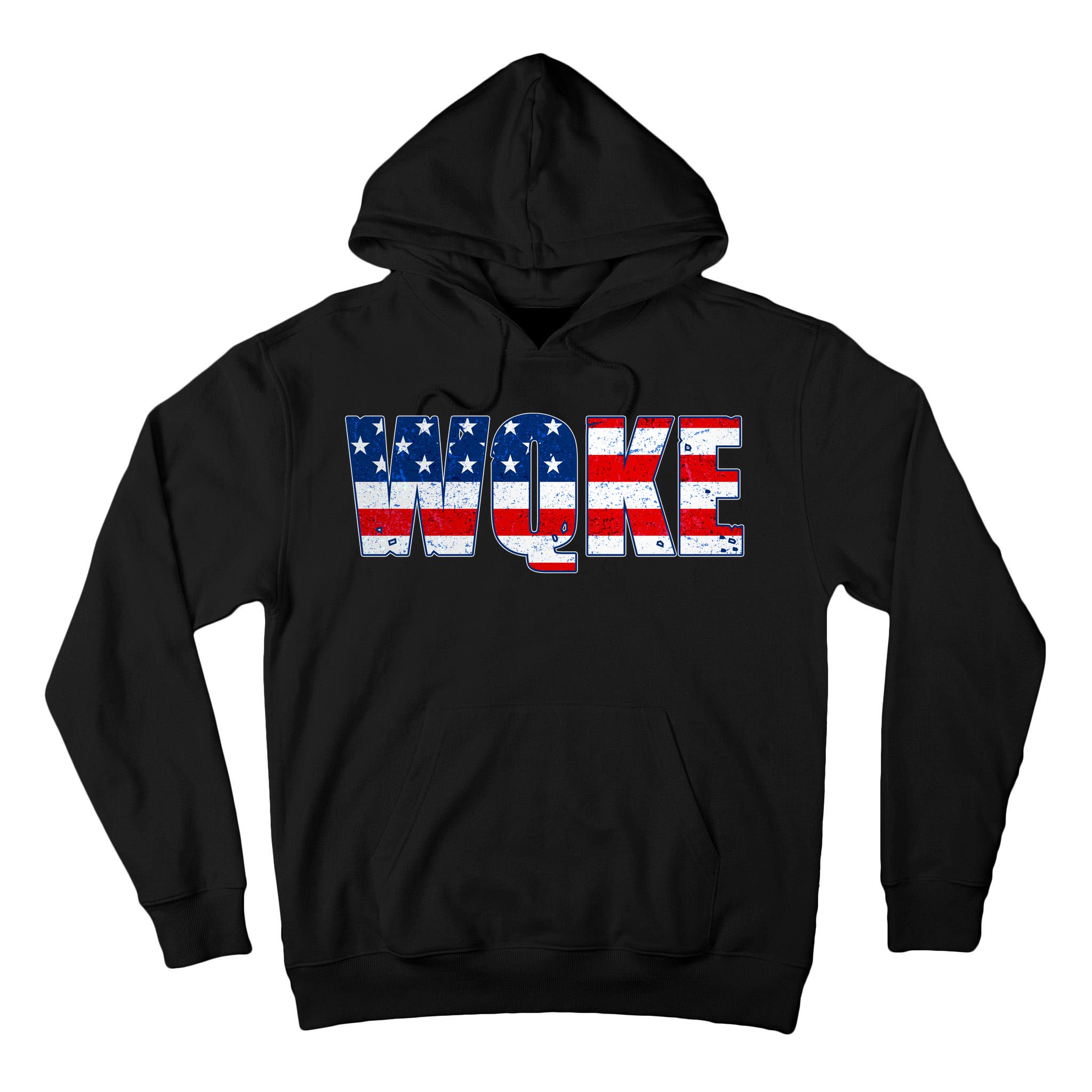WQKE Woke QAnon American Flag Tall Hoodie