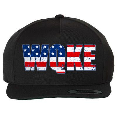 WQKE Woke QAnon American Flag Wool Snapback Cap