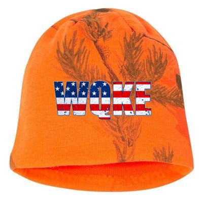 WQKE Woke QAnon American Flag Kati - Camo Knit Beanie